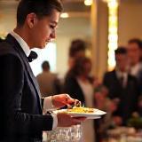 Professional catering staff serving guests at an event